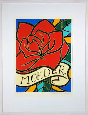 Henk Schiffmacher - Zeefdruk op papier, Moeder - Ingelijst verkauft für € 110!