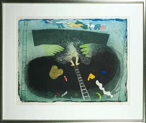 Michel van Overbeeke - Kleurenets met bladgoud, Between us I - Ingelijst verkocht voor € 1!