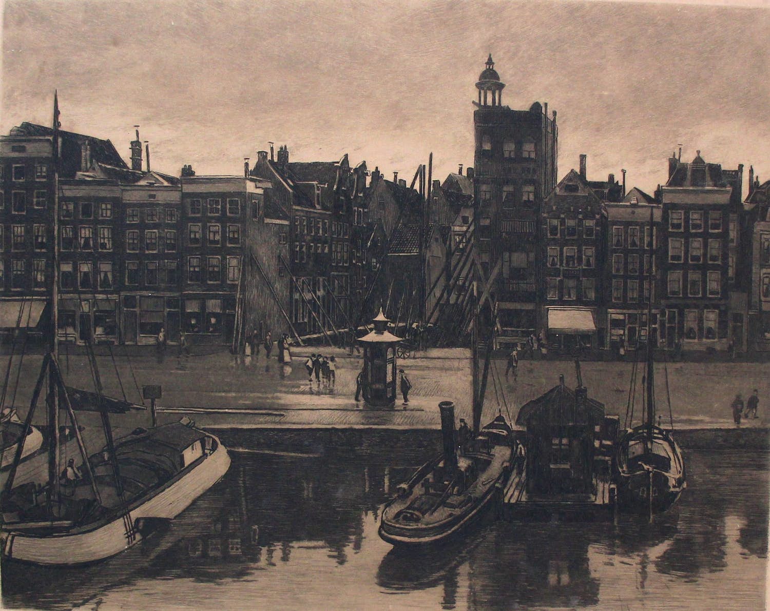 Willem Witsen - Gezicht op het Damrak, hand gesigneerde aquatint/ ets verkocht voor € 275!