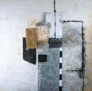 Niet of onleesbaar gesigneerd - Gemengde techniek op doek, Zonder titel (Zeer groot) verkocht voor € 1!