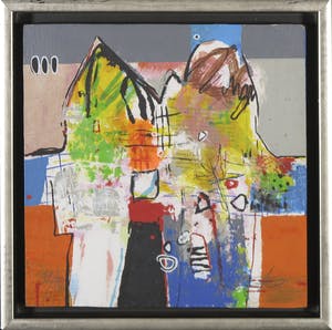 Kantcho Kanev - Zeefdruk en collage op papier (op paneel), Zonder titel kopen? Bied vanaf 70!