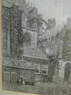 Willem van Leusden - Grote ets Dom van Utrecht met koor, kloostergang en kapellen kopen? Bied vanaf 95!