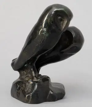 John Raedecker - Bronzen sculptuur: twee uiltjes kopen? Bied vanaf 1995!