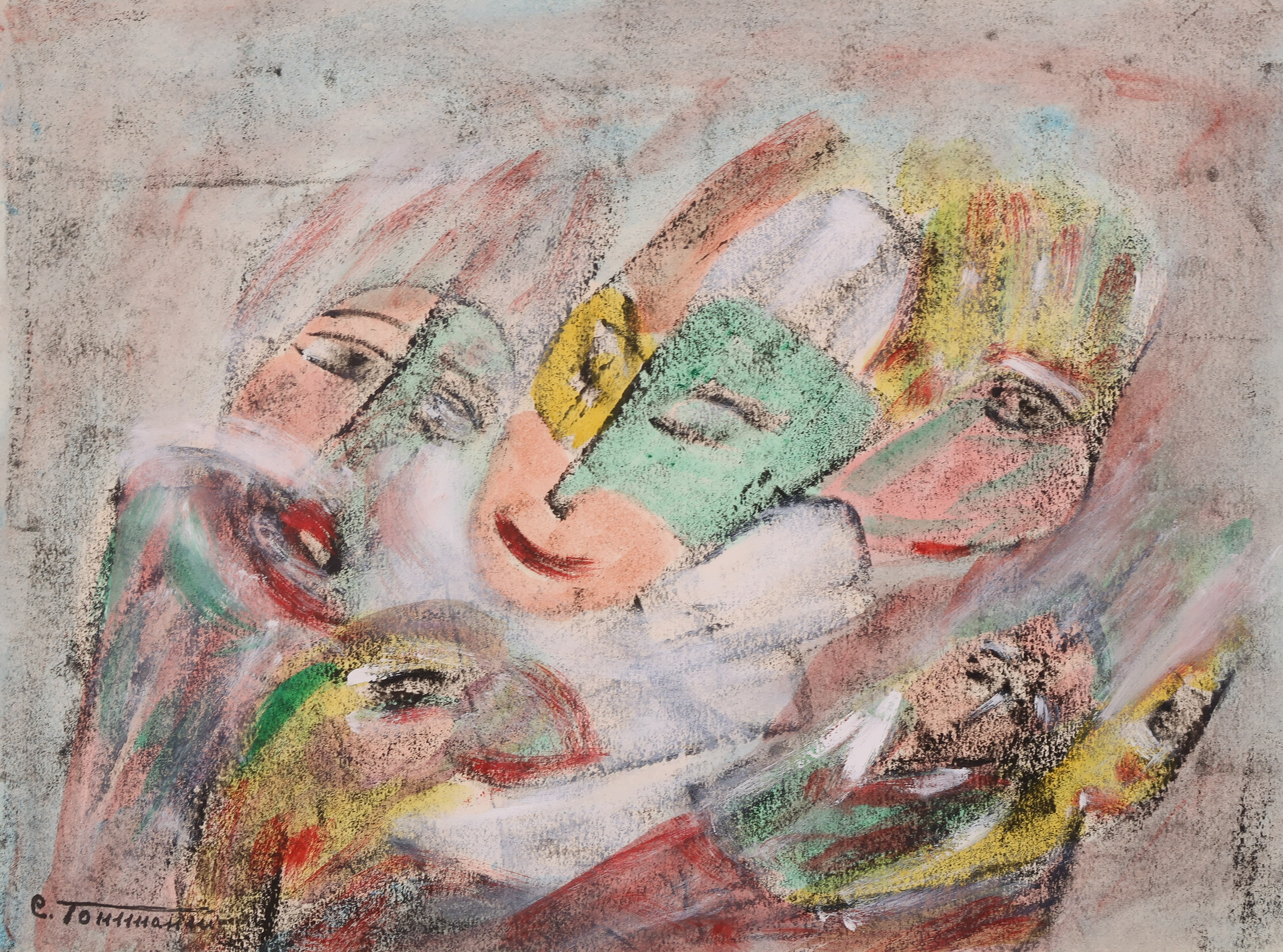 Niet of onleesbaar gesigneerd - Krijttekening, Zonder titel verkocht voor € 1!