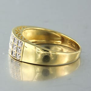 18K Goud - geelgouden ring met 0.10 ct single cut geslepen diamanten kopen? Bied vanaf 200!