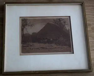 Willem Witsen - Ingelijste ets: Achterkant van een schuur in Brabant - 1892 kopen? Bied vanaf 150!