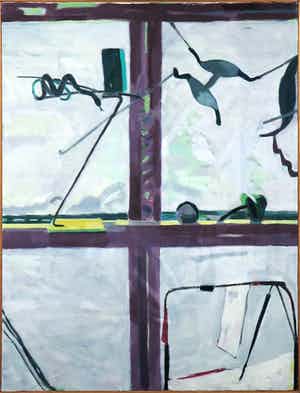 Marijke de Wit - Olieverf op doek, Venster atelier - Ingelijst verkocht voor € 1!