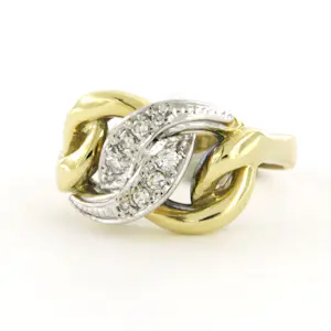 14k bicolour gouden ring bezet met briljant geslepen diamant tot. 0.15ct kopen? Bied vanaf 750!