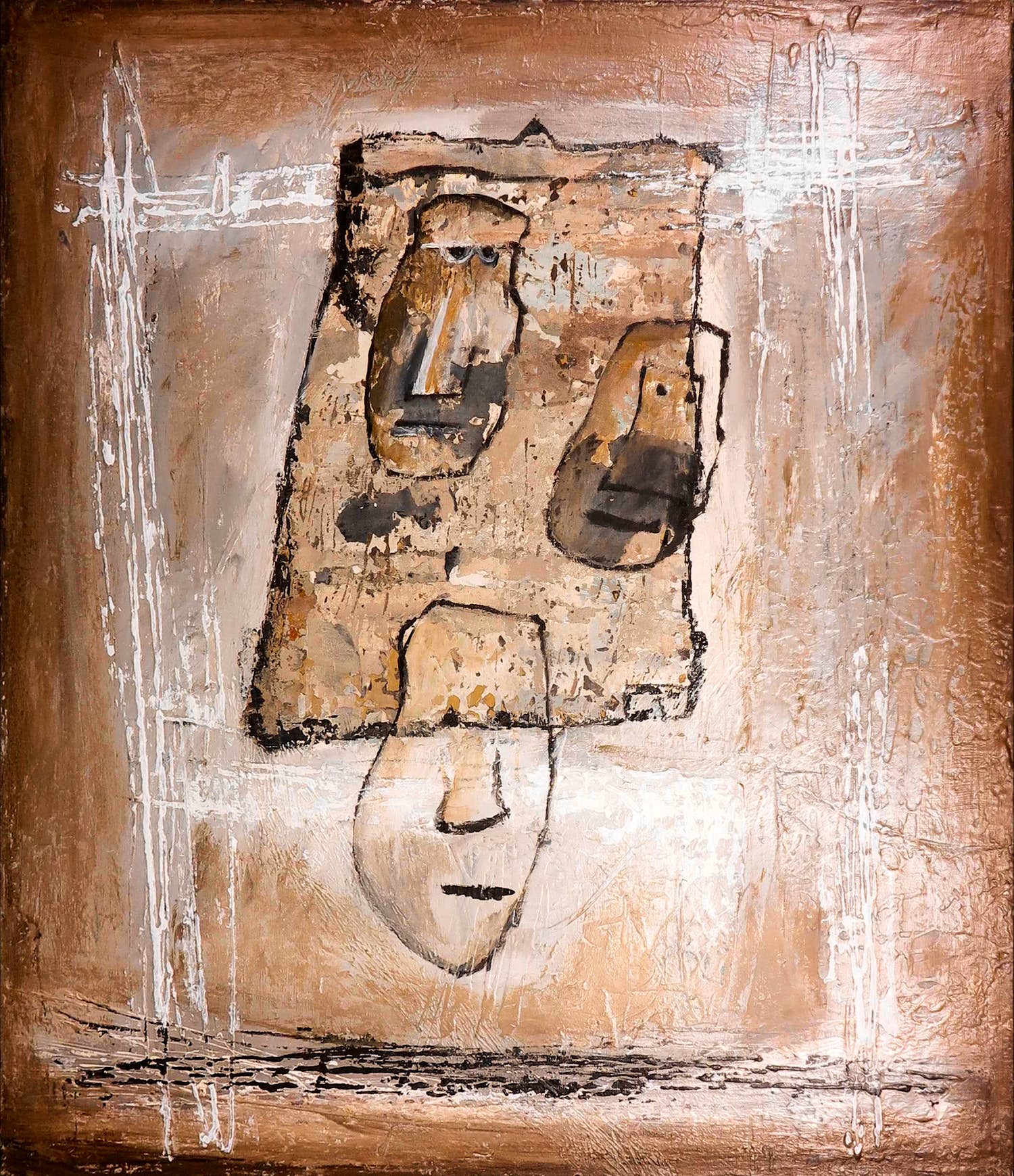 Bob van den Haspel - Gemengde techniek, Drie masker verkocht voor € 1!