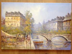 Niet of onleesbaar gesigneerd - Impressionistisch werk - Parijs aan de Seine verkocht voor € 10!