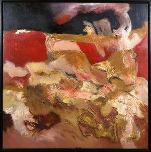 Frans Nicolai - Gemengde techniek op doek, Rood en zwart - Ingelijst kopen? Bied vanaf 100!