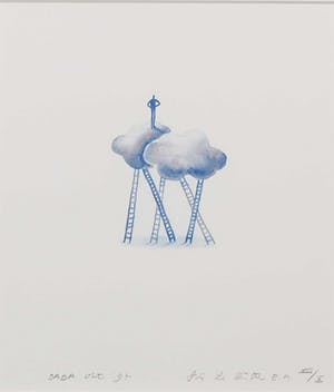 Iris le Rutte - Litho, Wolkenmannetje - Ingelijst kopen? Bied vanaf 35!