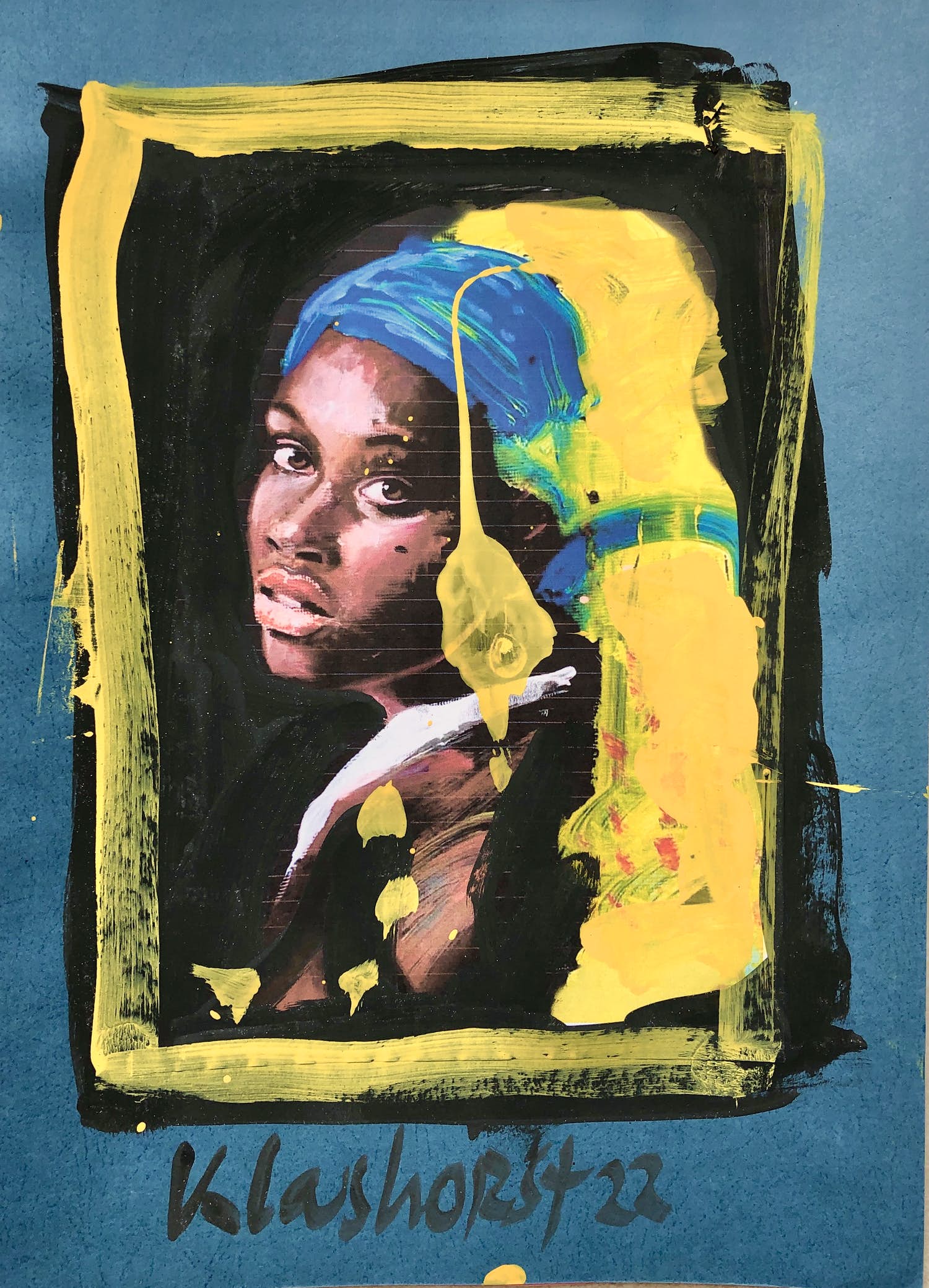 Peter Klashorst - Het Afrikaanse meisje met de parel (naar Johannes Vermeer) verkocht voor € 39!