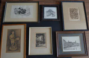 Niet of onleesbaar gesigneerd - 6 fraaie etsen, alle gesigneerd en ingelijst!! kopen? Bied vanaf 1!