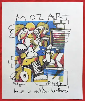 Herman Brood - Mozart, offset litho - Gratis verzending binnen Nederland! kopen? Bied vanaf 50!