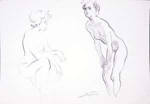 Jan Sluijters (jr.) - Tekening, Twee naakte personen verkocht voor € 40!