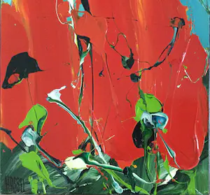 Ad van Hassel - 2 Rode Tulpen | kleurrijk olieverf schilderij kopen? Bied vanaf 45!