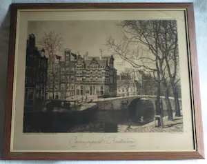 Dirk Harting - Ets , Brouwersgracht Amsterdam – 1915 – Ingelijst, 56 x 66 cm. kaufen? Bieten Sie von 50!