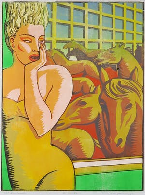 Leon Janssen - Houtsnede, De horde - Ingelijst kopen? Bied vanaf 100!