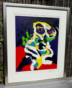 Karel Appel - A summer evening’s slumber, zeefdruk (mooi ingelijst, groot) kopen? Bied vanaf 1250!