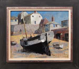 Harm Kamerlingh Onnes - Olieverf op hardboard, St. Ives - Ingelijst verkocht voor € 400!