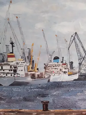 Niet of onleesbaar gesigneerd - Havenzicht met schepen aan de kade kopen? Bied vanaf 1!