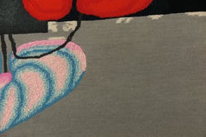 Paul Wunderlich - Handgeknoopt tapijt (wol), Vase mit zwei Anturien + certificaat kopen? Bied vanaf 480!