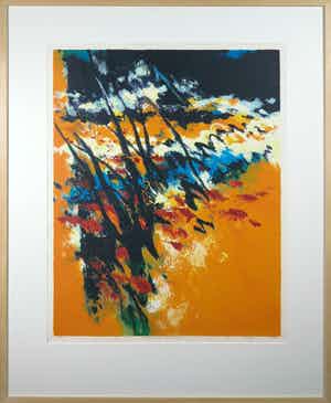 Mattie Schilders - Zeefdruk, Vormende hand van evolutie - Ingelijst (Groot) verkocht voor € 40!