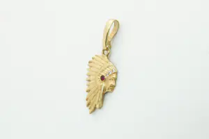 69 - Mooi gedetailleerde gouden 18krt Indiaan en profil hanger  - gekeurd kopen? Bied vanaf 230!