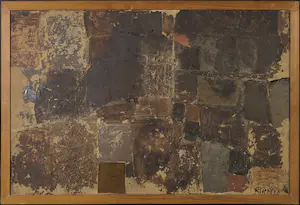 AcheterWillem Kloppers - Gemengde techniek op board (materie-kunst), Zonder titel - Ingelijst? Enchérissez de 150!