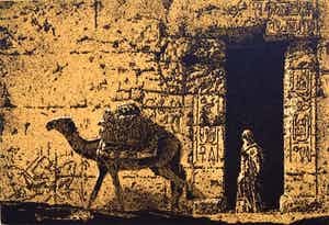 Simon Koene - Kameel voor muur met hiërogliefen verkocht voor € 30!