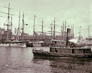 Henry Wilfrid Deville - East River Docks New York, ets kopen? Bied vanaf 250!