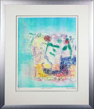 Soichi Hasegawa - Ets en aquatint, Sur l'Emeraude - Ingelijst verkocht voor € 40!