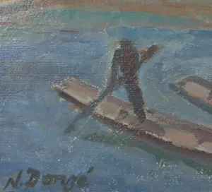 Numa Donzé - Olieverf op doek, Rheinlandschaft - Ingelijst kopen? Bied vanaf 100!