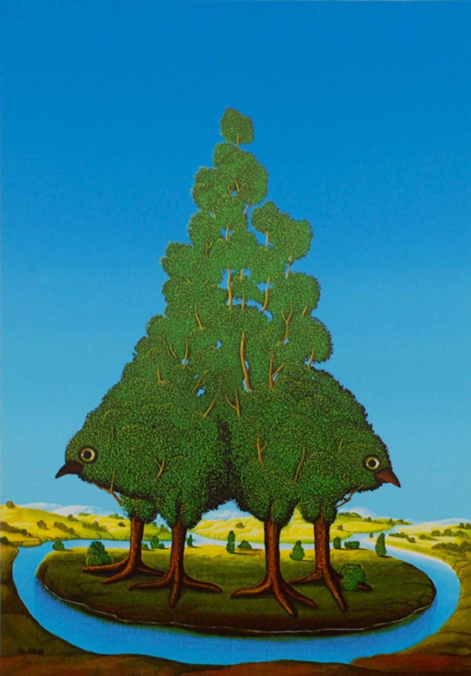 Siegbert Hahn - Kleurenoffset-litho BAUMVOGEL uit 1980 verkocht voor € 1!