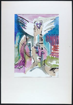 Joe Wols - Aquarel op papier, Twee figuren kopen? Bied vanaf 35!