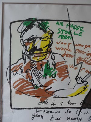 Herman Brood - Zeefdruk, uit 1998, Titel, "Paddo 's". kopen? Bied vanaf 150!