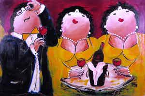 Theo Broeren - Acryl op doek, Difficult choice... (Groot) verkocht voor € 100!