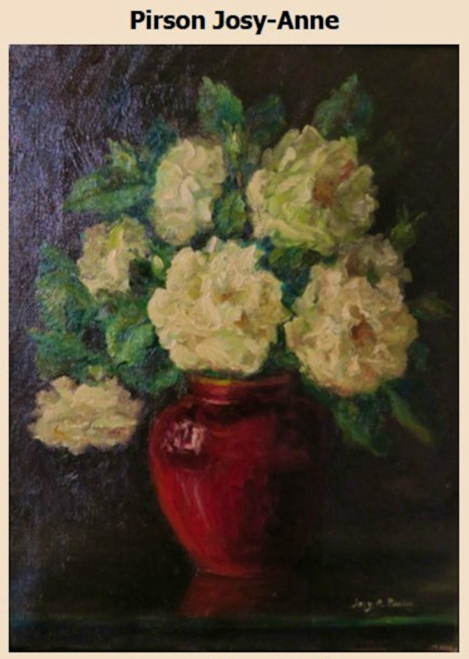 Josy-Ann Pirson - Bloemen " Roses blanches " 1952 kopen? Bied vanaf 250!