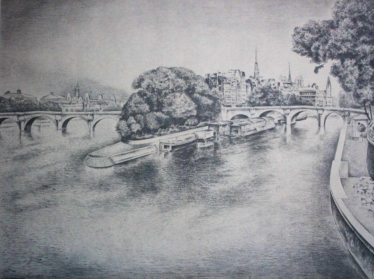 Wim Schuhmacher - litho:Ile de la Cité - 1947 kopen? Bied vanaf 35!