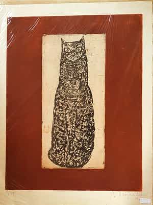 Rudolf Mumbrecht - Katze, Mischtechnik 1952 verkocht voor € 130!