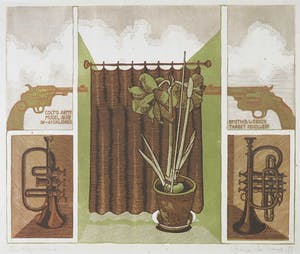 Frans de Haas - Linosnede, Trompetten en revolvers kopen? Bied vanaf 1!