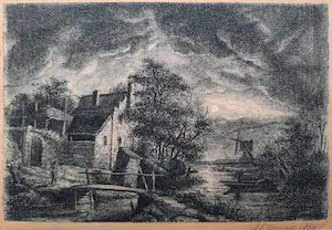 Jacobus Ludovicus Cornet - 1851 - Boerderij in de polder met molen - 21589 kaufen? Bieten Sie von 1!