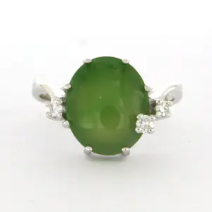 14k wit gouden ring bezet met jade en briljant geslepen diamant tot. 0.10ct kaufen? Bieten Sie von 350!