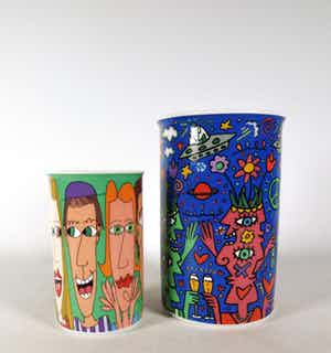 James Rizzi - Rosenthal Studioline - Twee porseleinen vazen verkocht voor € 50!
