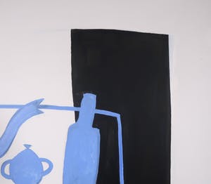 Klaas Gubbels - Acryl op doek, Stilleven met tafel, kan en fles - Ingelijst (Zeer groot!!) kopen? Bied vanaf 6000!