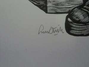 Lou Strik - Vermaard Graficus - grote Lithografie - Fantasie figuren - gesigneerd kopen? Bied vanaf 29!
