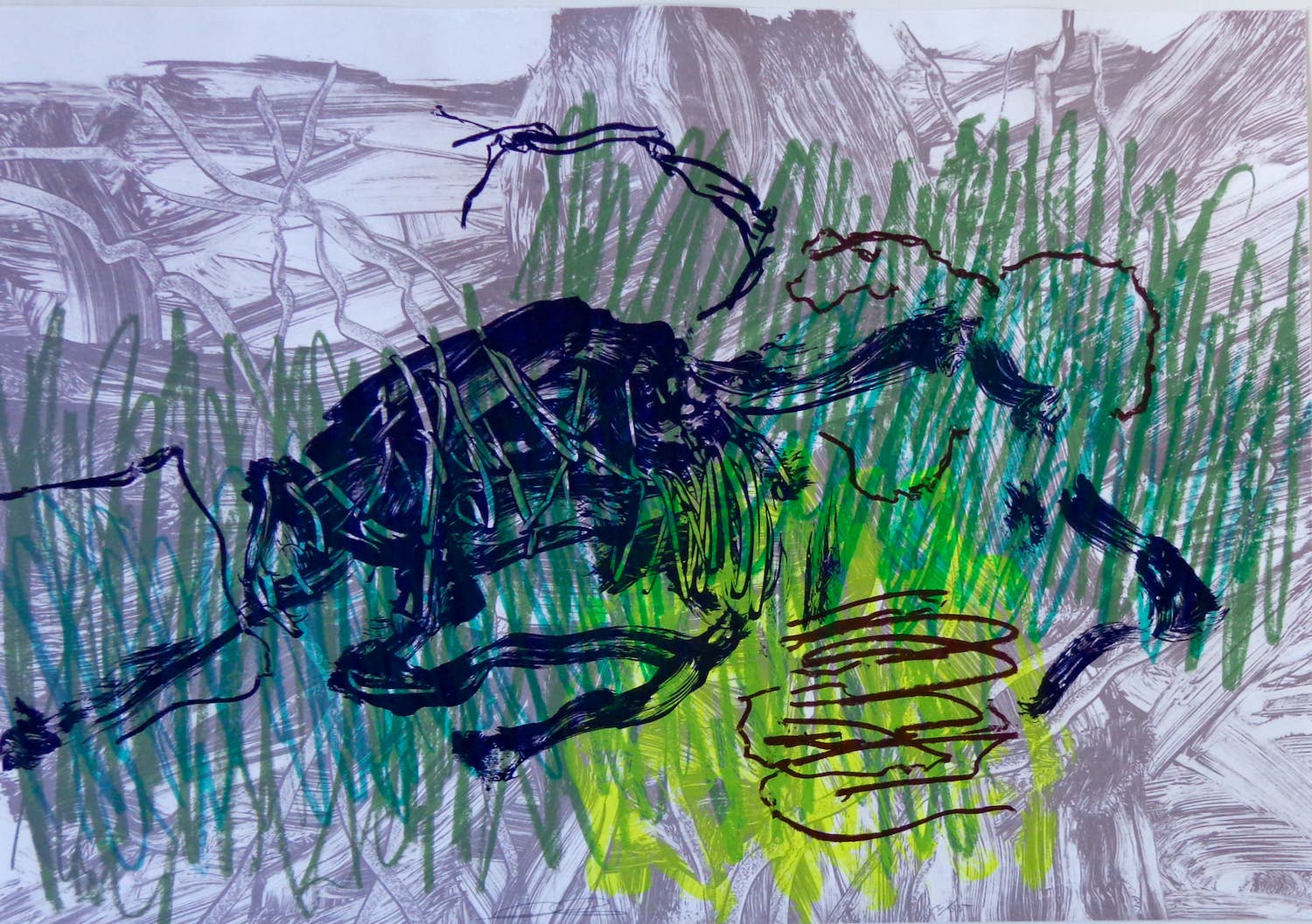 Lex van Lith - FIGURATIE / KLEURZEEFDRUK / 83x113cm / KADER / SIG kopen? Bied vanaf 30!
