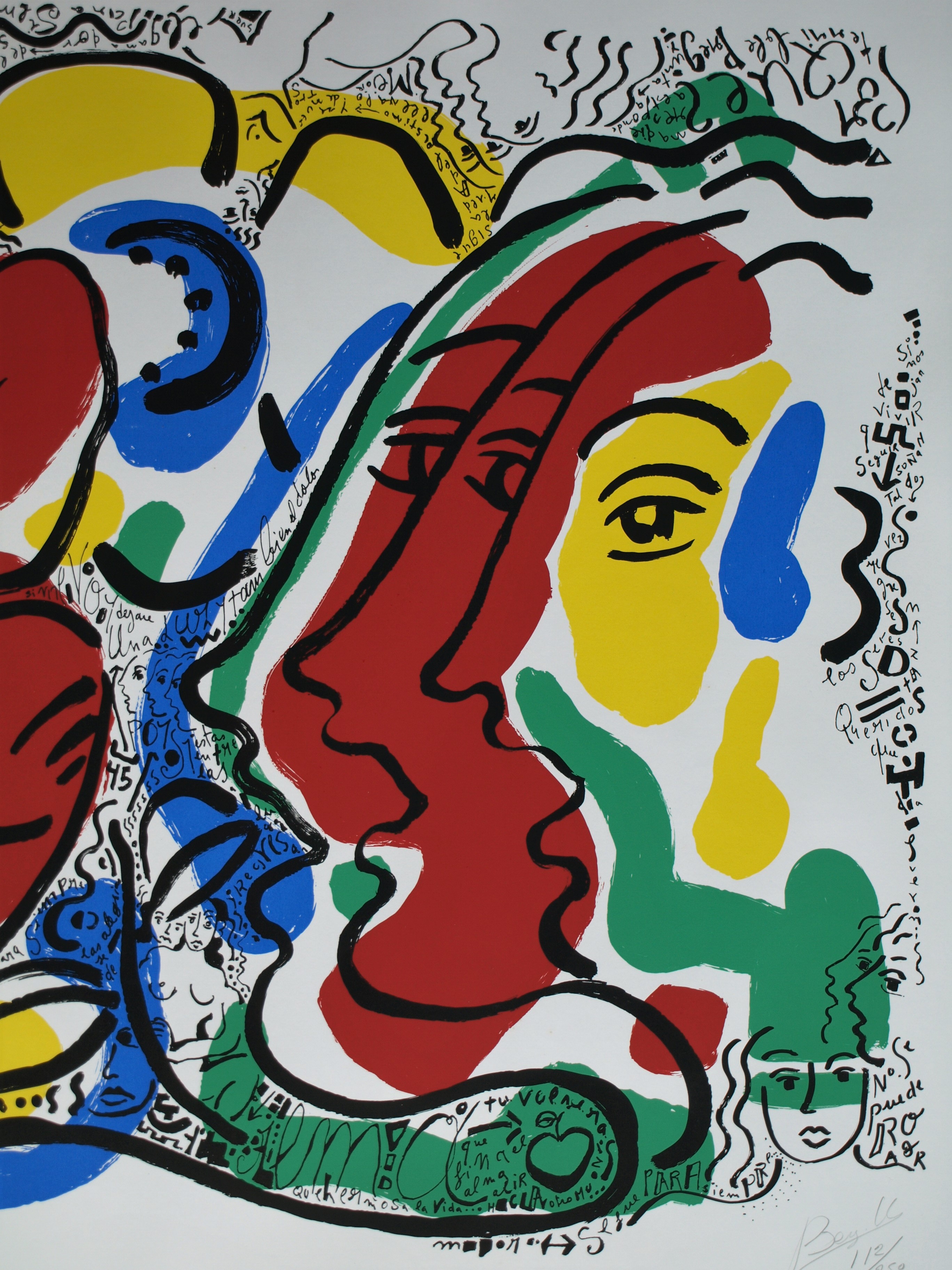 Niet of onleesbaar gesigneerd - Zeefdruk , Zonder titel - gesigneerd & ingelijst - GROOT kopen? Bied vanaf 1!