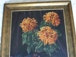 Niet of onleesbaar gesigneerd - Olieverf op doek, Bloemstilleven “Chrysanten” – ingelijst - 1891 kopen? Bied vanaf 1!